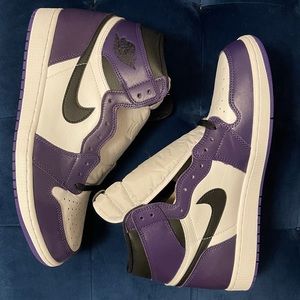 NEVER WORN - Nike Jordan 1 Retro High Court Purple White Sneaker Size 14